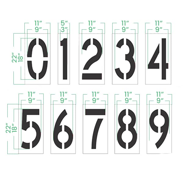 18" Numberset Dimensions