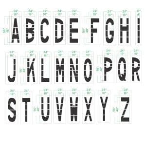 48" Letter Set Dimensions