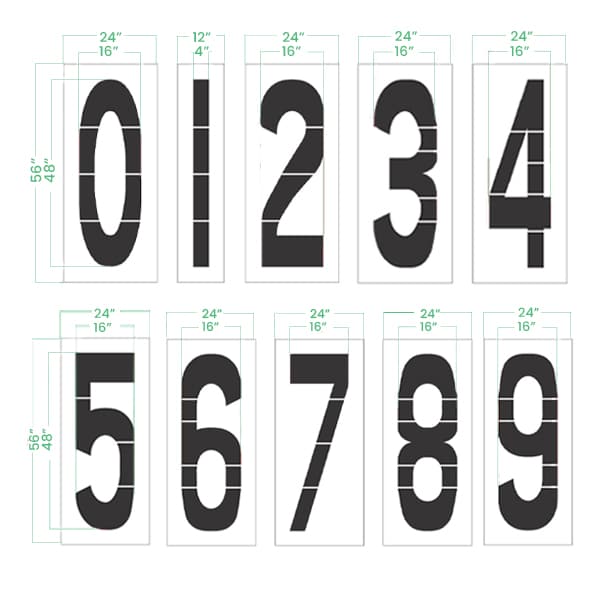 48" Numberset Dimensions
